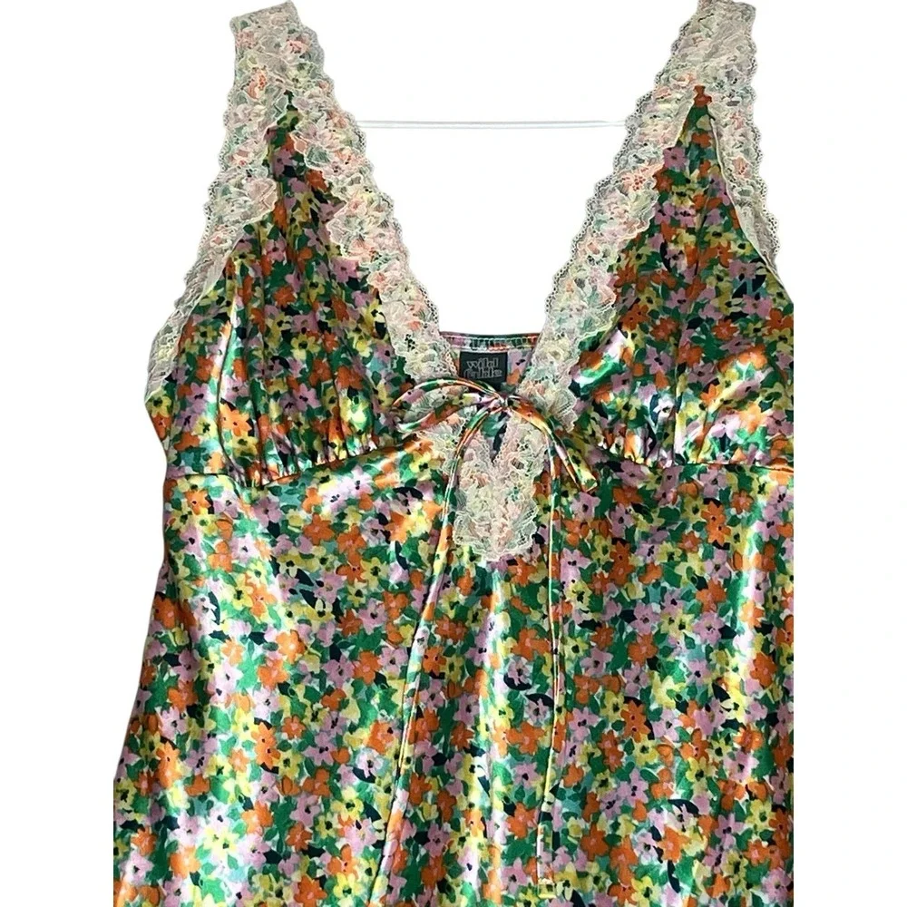 Wild Fable Viral Maxi Slip Dress S Ditsy Floral Bow Lingerie 90s Y2K Lace Party - Picture 2 of 10